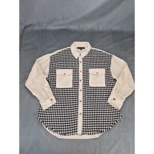 Blu Pepper Indie Boho Style Colorblock Houndstooth Corduroy Shacket Womens L